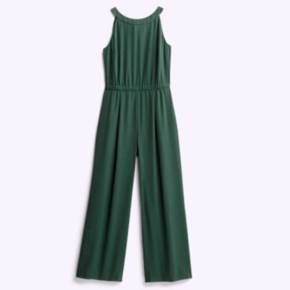 Anthropology Gal Meets Glam Jumpsuit Hunter Green Lined Lace Tied Sleeveless